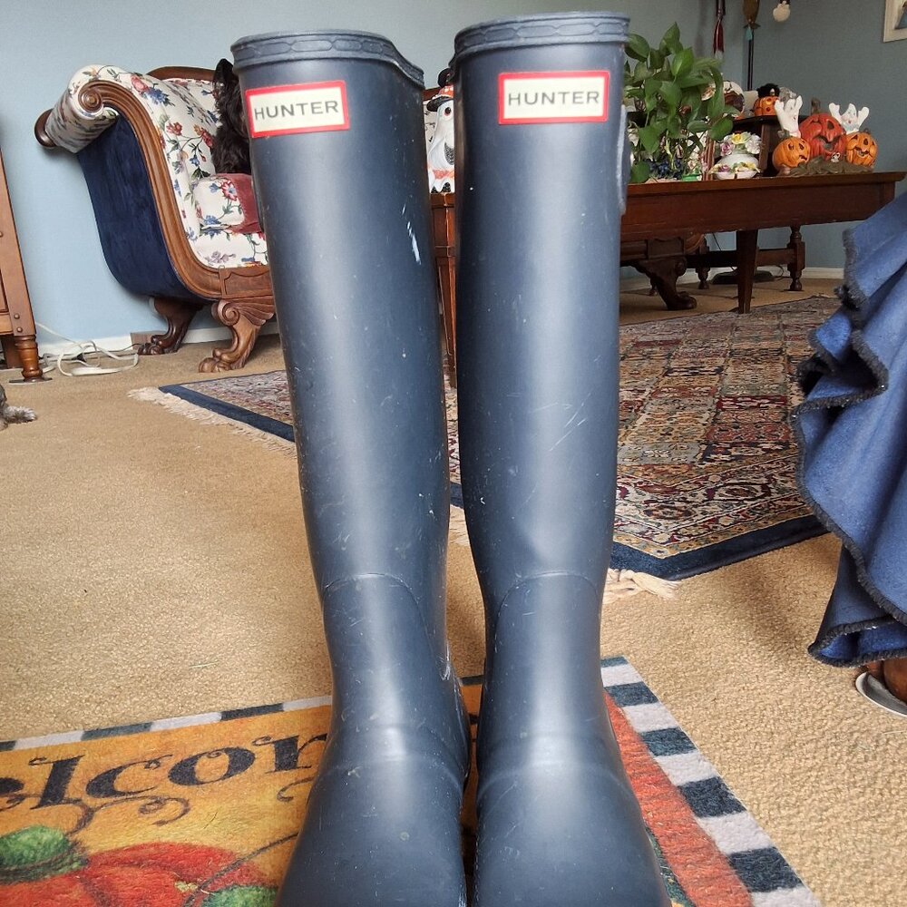 Sz 10 original matte navy blue Wellies (Hunter)